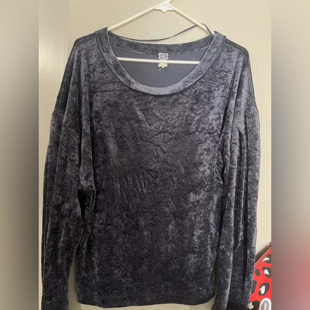 We the free crushed charcoal long sleeve pullover